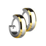 Folding earring silver with 2 gold side stripes