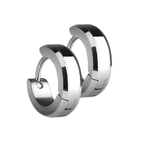 Folding earring silver with 2 silver side stripes