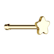 Straight gold-plated nose stud with star