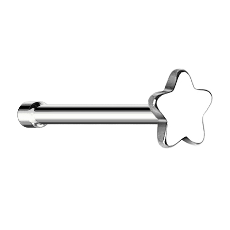 Nose stud straight silver with star