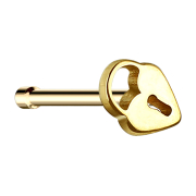 Straight gold-plated nose stud with heart lock