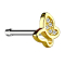 Straight gold-plated nose stud with butterfly and crystal