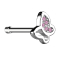 Nose stud straight silver with butterfly and pink crystal