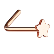 Angled rose gold nose stud with star