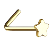 Angled gold-plated nose stud with star