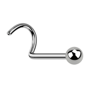 Curved silver nose stud with ball