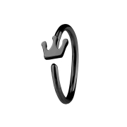 Micro Piercing Ring mit Krone schwarz