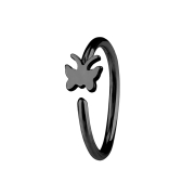 Micro Piercing Ring mit Schmetterling schwarz