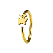 Micro piercing ring with gold-plated butterfly
