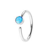Anello micro piercing in argento con opale blu