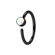 Micro piercing anneau noir avec opale blanche