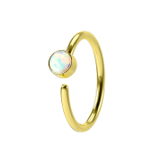 Micro Piercing Ring vergoldet mit Opal weiss