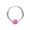 Micro Closure anneau argenté avec boule opale fixée dun côté rose