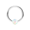 Micro Closure anneau argenté avec boule opale fixée dun côté blanc