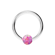 Micro Closure anneau argenté avec boule opale...