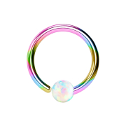 Micro Closure Ring farbig mit Kugel Opal einseitig...