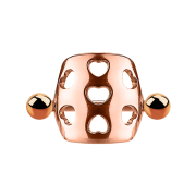Micro barbell cuff perforated with hearts rose gold