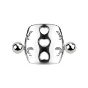 Micro barbell cuff perforated with hearts silver