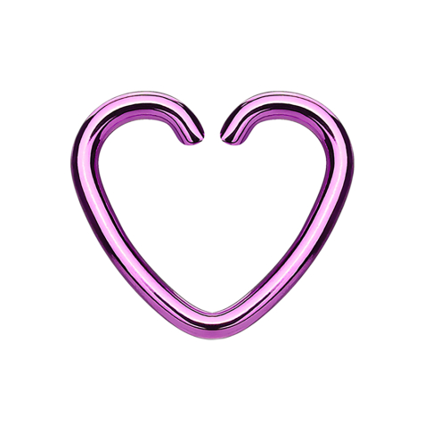 Micro piercing ring heart purple with titanium coating