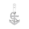 Earring Ear Jacket silver with crystal anchor silver