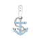 Boucle doreille Ear Jacket argent avec ancre cristal aqua