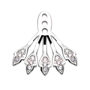 Earring Ear Jacket silver with five crystal leaves
