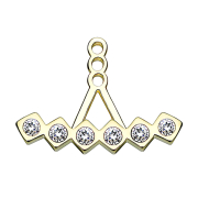 Earring Ear Jacket gold-plated with six squares and crystal