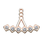 Earring Ear Jacket rose gold with six squares and crystal