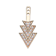 Earring Ear Jacket rose gold with three crystal triangles