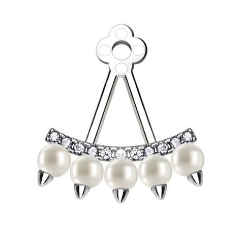 Earring Ear Jacket silver with five pearls and crystals