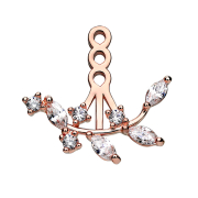 Ohrring Ear Jacket rosegold Weinrebe mit Kristallen links