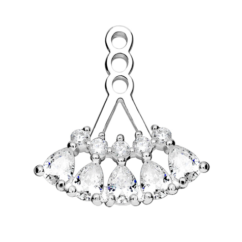 Earring Ear Jacket silver with five drop crystals