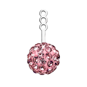 Boucle doreille Ear Jacket argent avec boule de cristal rose