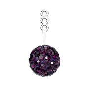 Earring Ear Jacket silver with crystal ball violet
