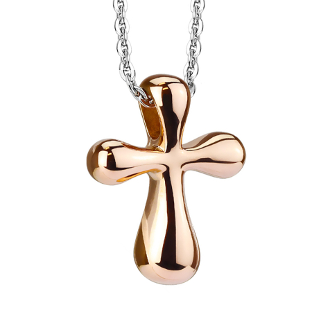 Chain silver pendant cross rose gold