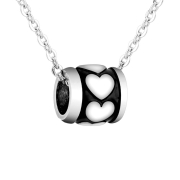 Necklace silver with bead pendant hearts silver