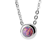 Chaîne argent pendentif opale rose