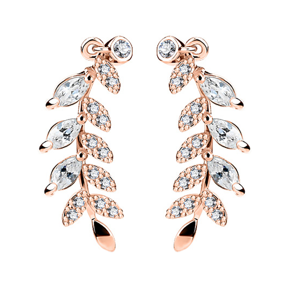 FOMIYES Ohrringe Damen Ear Cuff - Blütenform Roségold Mit Strass Für Party & Hochzeit