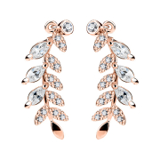 Earring Ear Climber rose gold with crystal leaf
