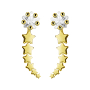 Earring Ear Climber gold-plated with silver crystal and...