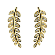 Boucle doreille Ear Climber doré avec feuille...