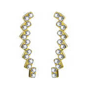 Earring Ear Climber gold-plated with squares and crystal