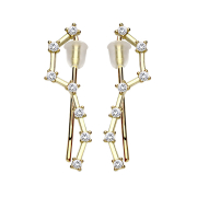 Earring Ear Climber gold-plated with seven crystals