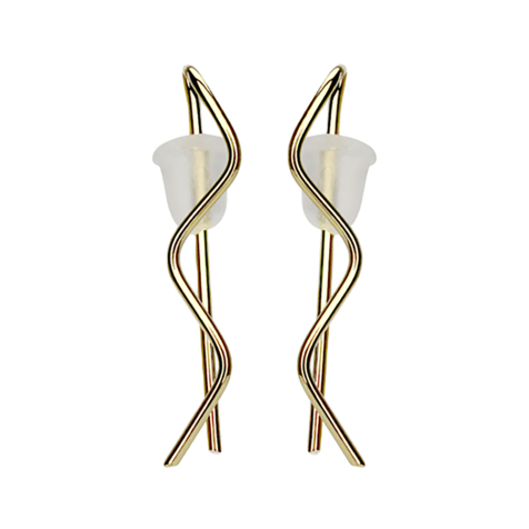 Earring Ear Climber gold-plated with wire wave