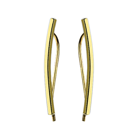 Earring Ear Climber gold-plated with curved bar