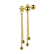 Gold-plated stud earrings with ball and pendant