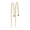 Stud earrings with free-falling chain and gold-plated ball
