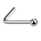 Angled silver nose stud with ball