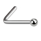 Angled silver nose stud with ball