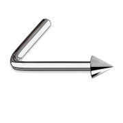 Angled silver nose stud with cone
